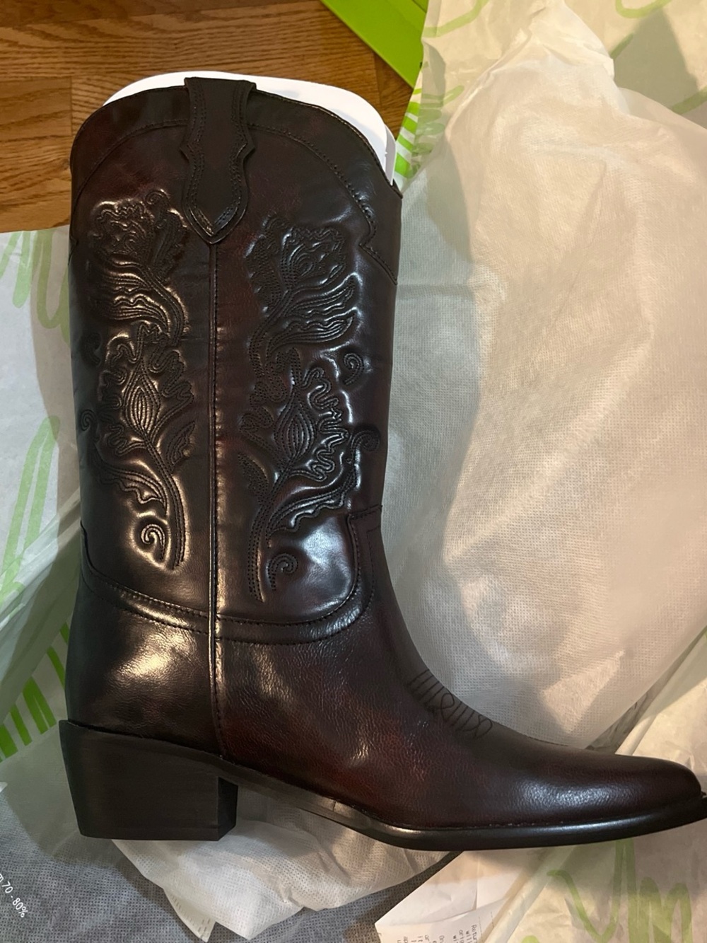 sam edelman rue western cowboy boot in merlot genuine leather